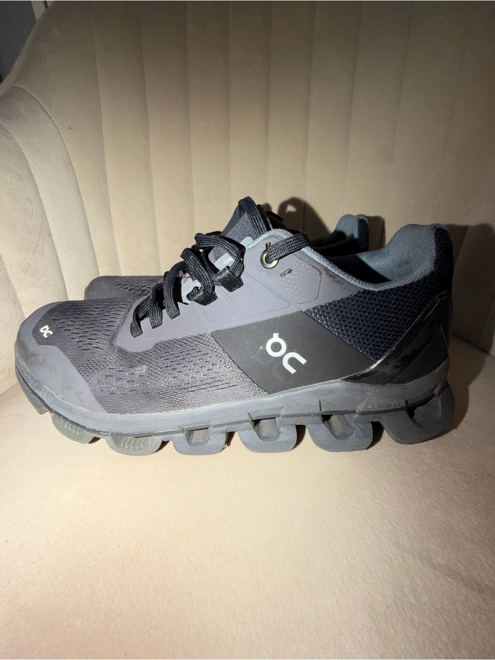 On Running Women's Cloudventure Sneakers in Dark Gray and Black